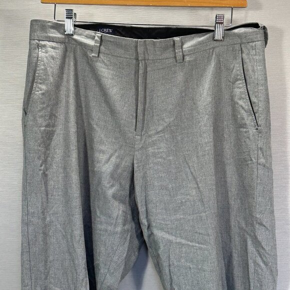 J Crew Pants Mens 34 Bedford Dress Pant Gray Cotton Flat Front Pockets Straight - Picture 2 of 8